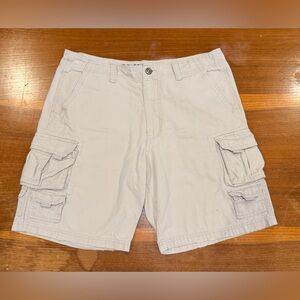 Plugg Men's Cargo Shorts - Light beige 36, 10” inseam